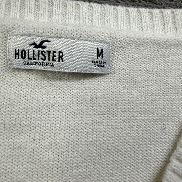Hollister Womens Mushroom Sweater Vest White Knit Cropped Top Medium - Picture 2 of 5